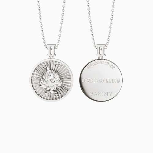 Promised Land Molten Fire Burning Bush Coin Medallion Necklace
