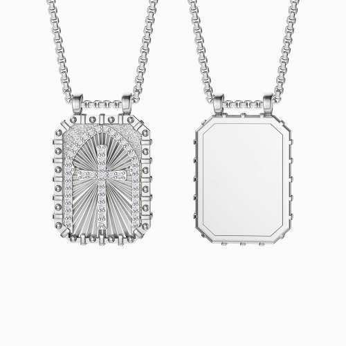 Personalized Cross Medallion Pendant Engraved Necklace