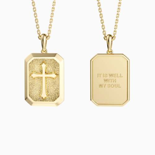 It Is Well With My Soul Cross Engraved Necklace