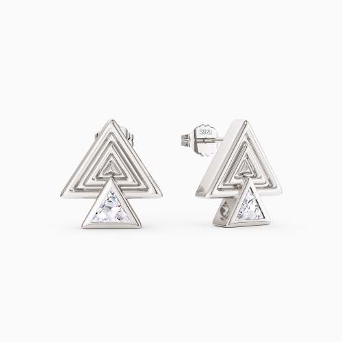 Concentric Triangle Trillion Cut Stud Earrings