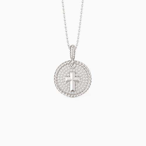 Pavé Coin Cross Necklace