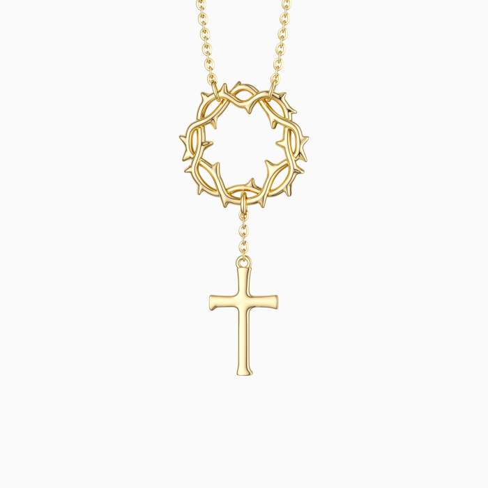 Crown of Thorns Cross Necklace