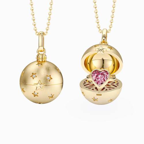 ‘You are My Treasure' Pink Heart Celestial Star Amulet Christmas Ball Locket Pendant
