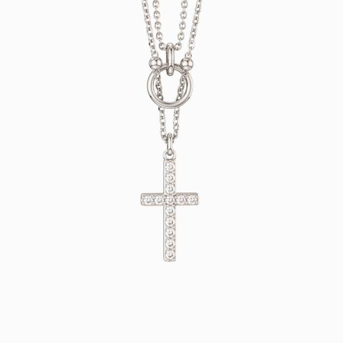 Layered Circle Cross Necklace