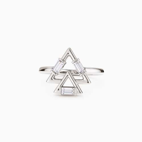 Trinity Triangle Duo Charm Baguette Stone Ring