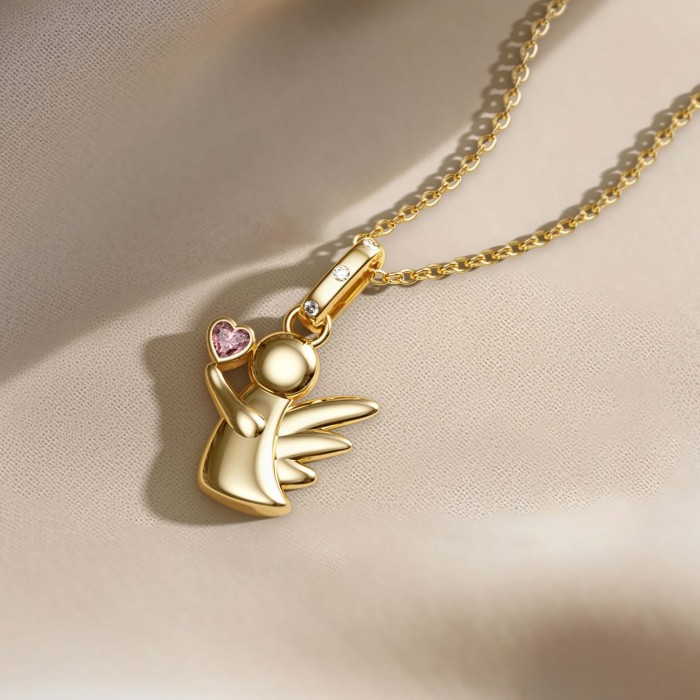 Angel with Pink Heart Love Charm Pendant