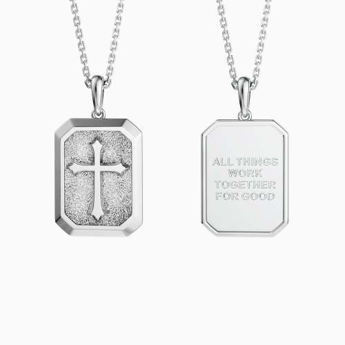 All Things Work Together For Good Cross Engraved Necklace