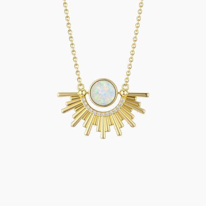 Personalized Sun Opal Necklace