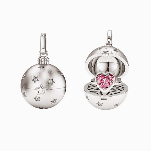 ‘You are My Treasure' Pink Heart Celestial Star Amulet Christmas Ball Locket Pendant