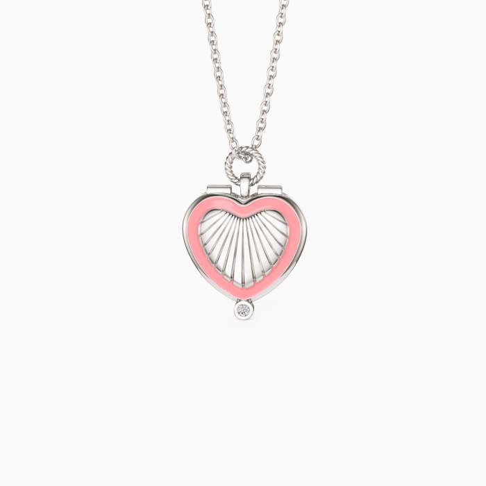'Be Yourself' Engraved Enamel Pink Heart Locket Necklace
