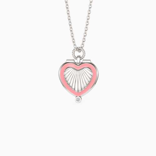 'Be Yourself' Engraved Enamel Pink Heart Locket Necklace