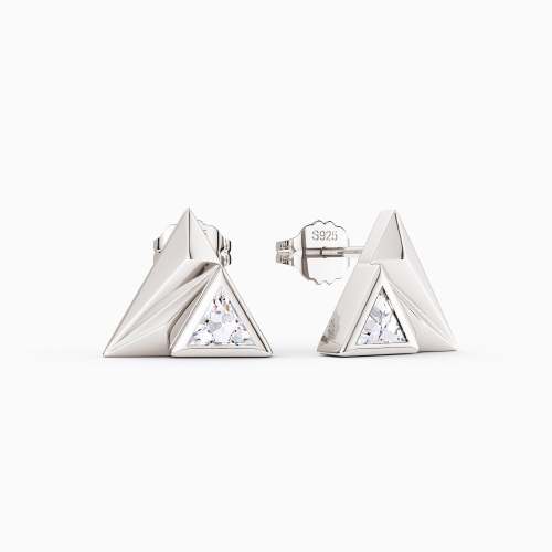 Triangle Pyramid Trillion Cut Stud Earrings