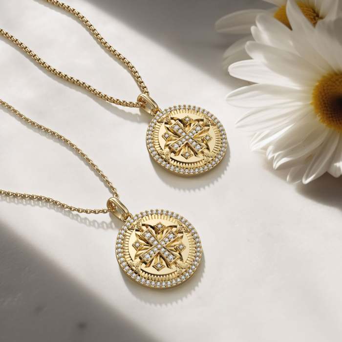 Divine Radiance Cross Protection Prayer Medallion Pendant Necklace
