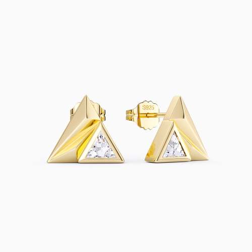 Triangle Pyramid Trillion Cut Stud Earrings