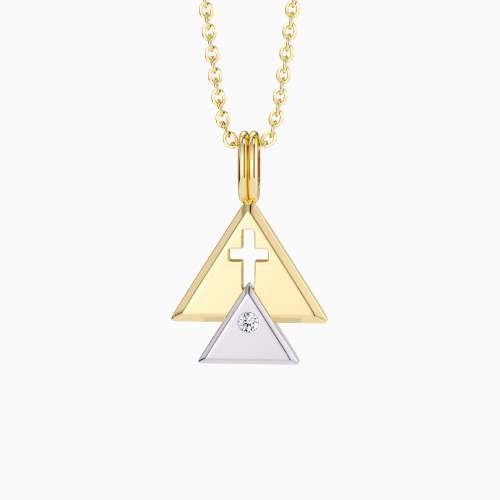 Trinity Triangle Hollow Cross Pendant Necklace