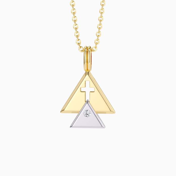 Trinity Triangle Hollow Cross Pendant Necklace