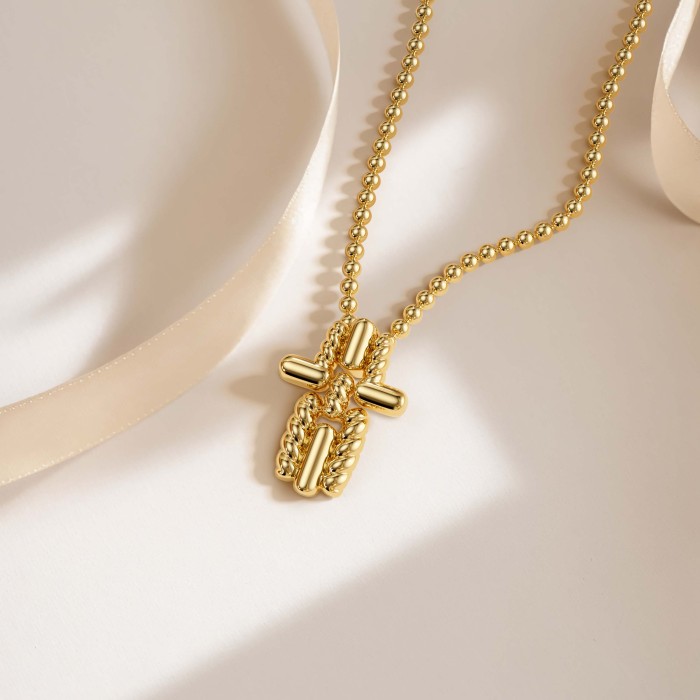 Knot-wrapped Cross Necklace