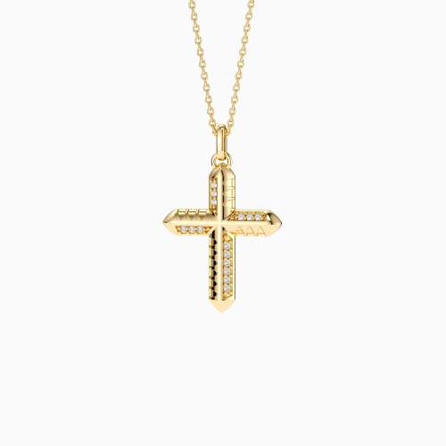 Eternal Faith Cross Trinity Triangle Engraved Pendant Necklace