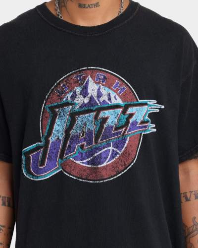Utah Jazz Unisex Oversized Logo Vintage T-Shirt (#U73)