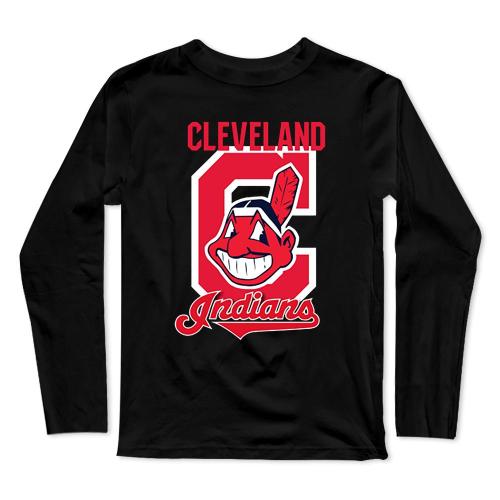 Cleveland Indians Base Baseball Long Sleeve T-Shirt(#0F39)