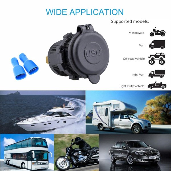 N-BEST  Quick Charge 3.0 & 2.4A Dual USB Charger Socket Power Outlet for Car Marine Boat Rv Truck ATV UTV Camper