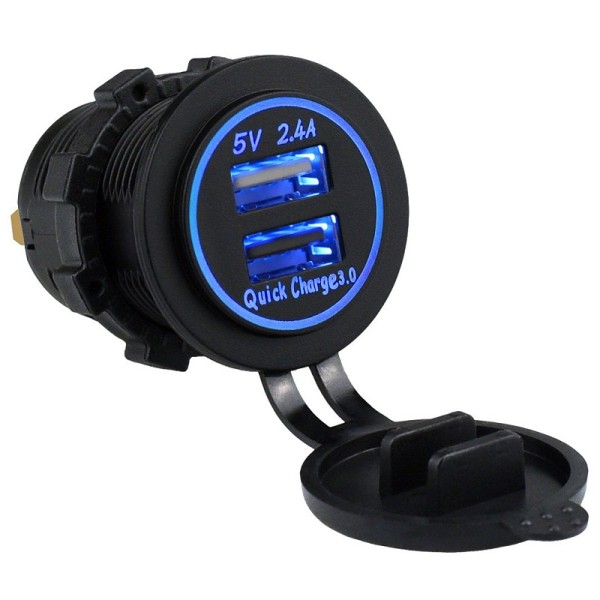 N-BEST  Quick Charge 3.0 & 2.4A Dual USB Charger Socket Power Outlet for Car Marine Boat Rv Truck ATV UTV Camper
