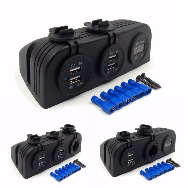 N-BEST 1/2/3 Hole Tent Type Panel 4.2a Dual USB Charger 12V/24V Cigarette Lighter Voltmeter for Car Motorcycle Boat Marine ATV RV