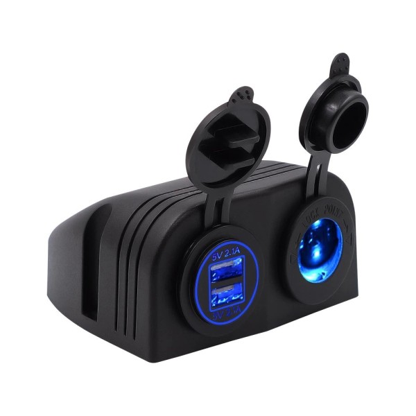 N-BEST 1/2/3 Hole Tent Type Panel 4.2a Dual USB Charger 12V/24V Cigarette Lighter Voltmeter for Car Motorcycle Boat Marine ATV RV