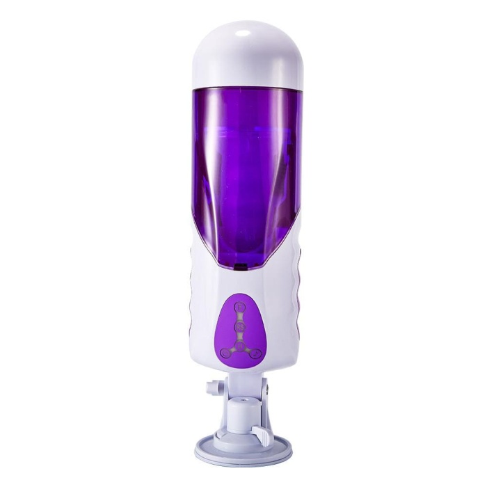 Purple-White 10-Frequency Telescoping 10 Speeds Voice Masturbation Cup