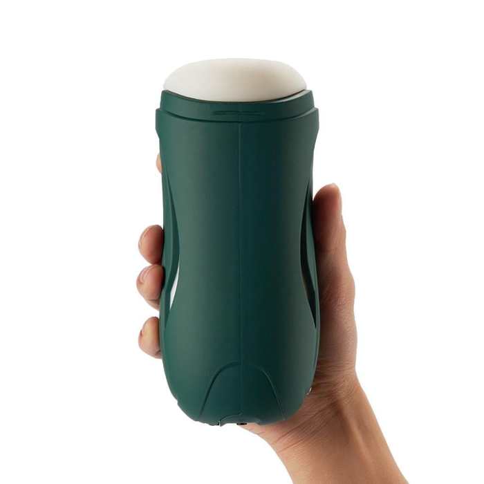 Dark-Green 10 Vibrating Manual sucking Heating Masturbation Cup