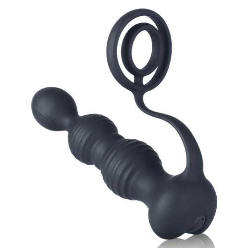 2 In 1 10-Speed Vibration Anal Beads with Cock Ring