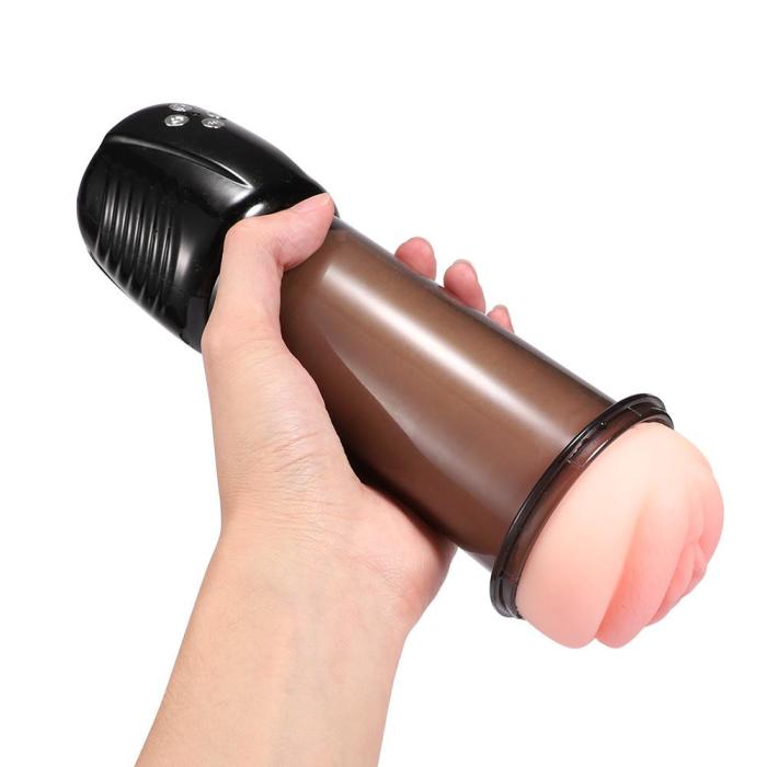 18X Vibrating Sucking Moan 3D Realistic Pussy Masturbator Cup
