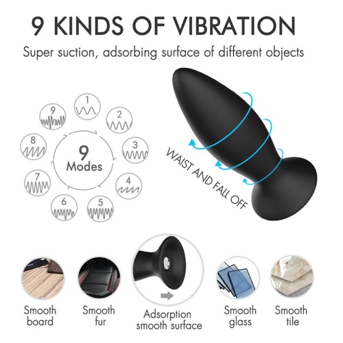 3Pcs 9 Vibrations Suction Cup Butt Plug Set