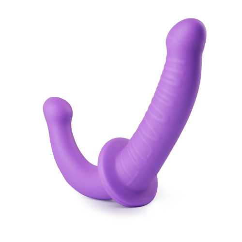 Double-Ended Purple Simulation Dildo Men Women Couple Massager