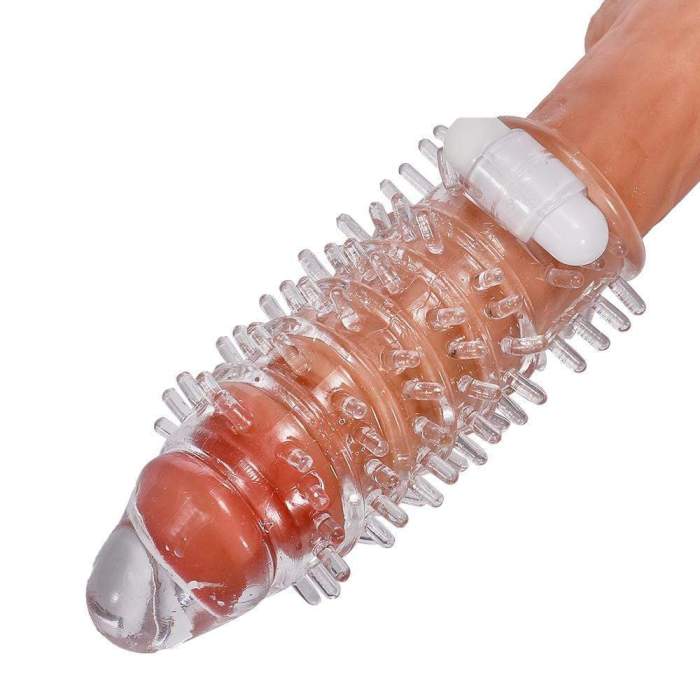 5.5 Transparent thicken lengthen vibrating penis sleeve