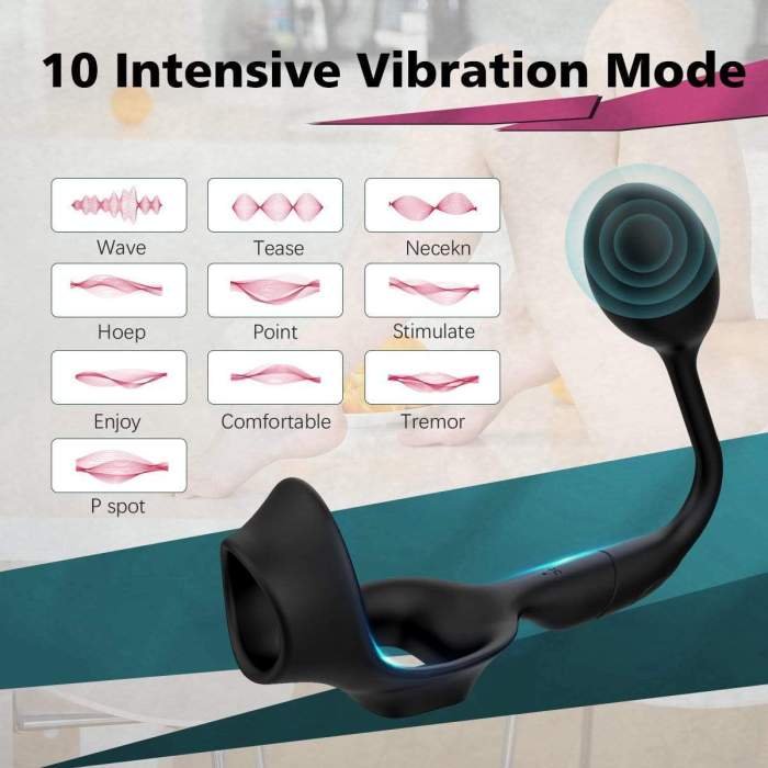 PERLE - 7 Vibrating Efficient 3 usage modes Cock Ring With an Anal Vibrator