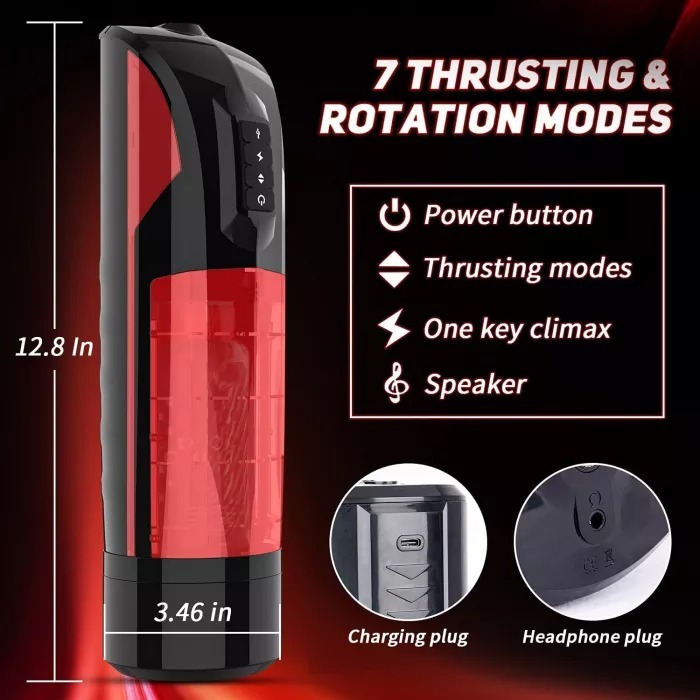 Faraday-Automatic male masturbator, 360° rotating cup with 7 intense pulsations and 7 rotating patterns