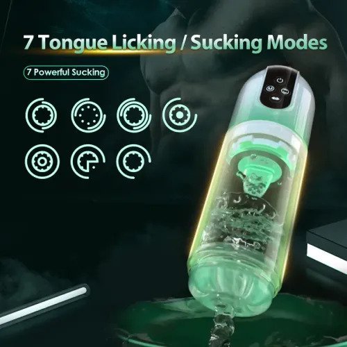 Ultimate Waterproof Hands-Free Male Masturbator with Tongue-Licking, Rotating, and Sucking Action - Perfect for Underwater Pleasure