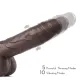 Black Warrior 8.7-Inch Remote Control 5 Thrusting 10 Vibrating Rotating Dildo in Dark Brown