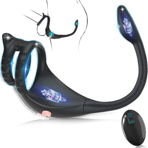 Vibrating penis ring stain stimulator with mini bullet, remote control, anal plug, prostate massager, penis ring, male vibrators for men, sex toys for adult partners