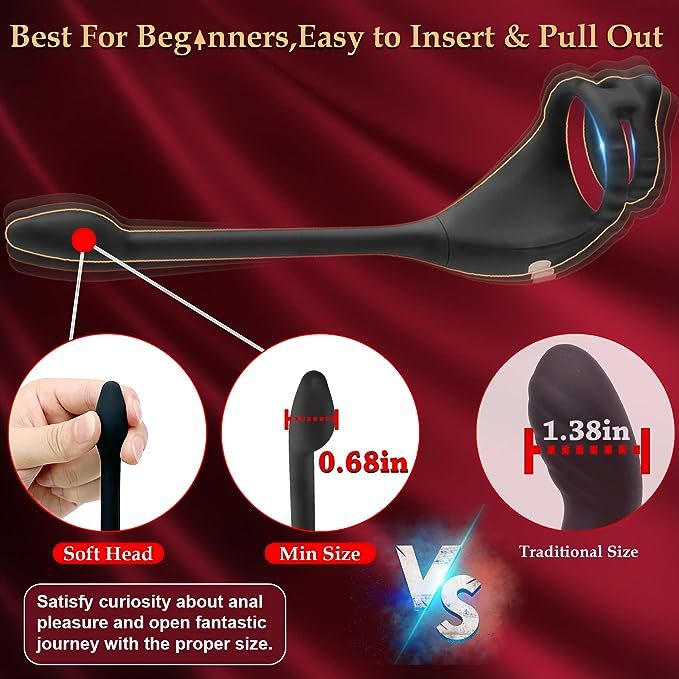 Vibrating penis ring stain stimulator with mini bullet, remote control, anal plug, prostate massager, penis ring, male vibrators for men, sex toys for adult partners