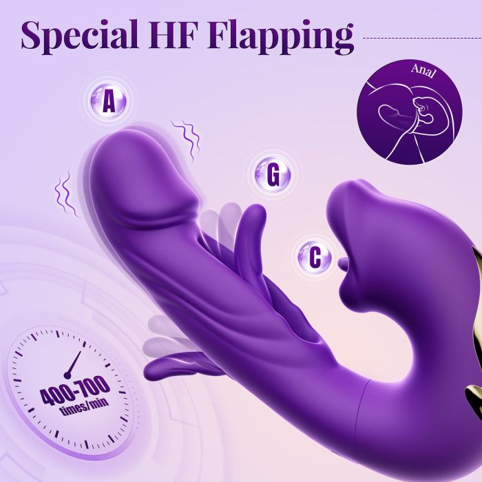 G-spot Vibrator Women Sex Toy with 7 Flapping Vibrating & 5 Licking Sucking Modes