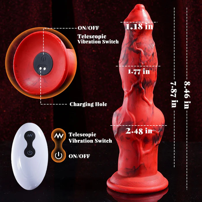 Sexoralab™ Heating 8 Telescopic Vibrations Knotted Beastly Dildo