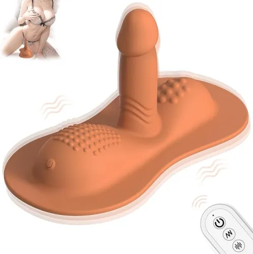 Remote control sit-down retractable vibrating dildo with 3 powerful motors and 20 vibration combinations