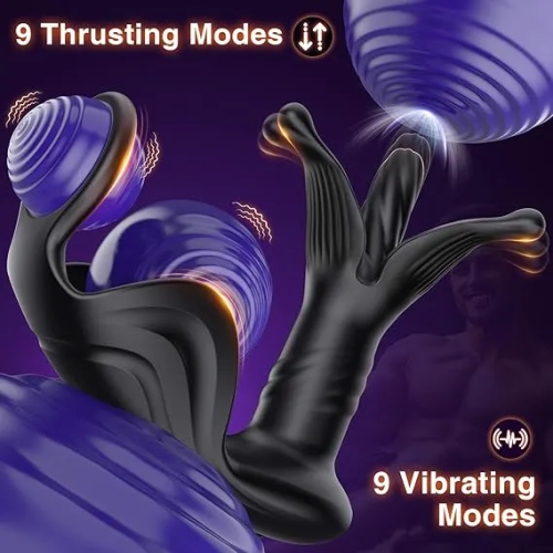Sexoralab™Anal Vibrator Butt Plug with Thrusting Dildo Core & 9 Petal-Stretching Modes
