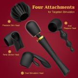 Wand Vibrator Kit, Cordless Massager with 4 Silicone Attachments for Clitoral, G-Spot, Anal & Penis Stimulation, Adult Sex Toys Sets with 3 Speeds & 5 Patterns for Couples & Women Pleasure