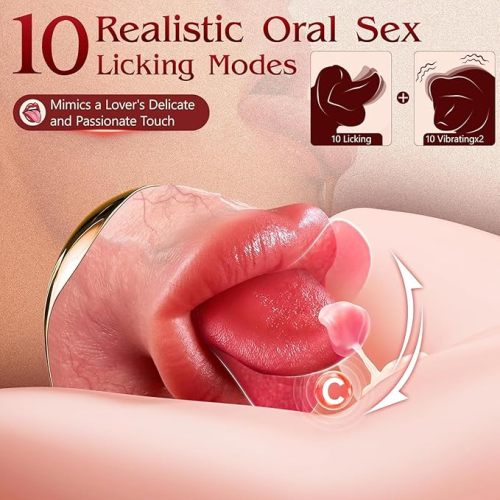 Thrusting Dildo G Spot Dildo Vibrator - 4IN1 AI Sync Realistic Sex Toy with 10 Tongue Licking & 10 Thrusting Vibrating Mode for Clit Anal