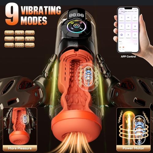 Sexoralab™Heating Male Masturbator Penis Pump, Upgrade 5 in 1 Male Sex Toys for Men, AI Interaction APP Control with 9 Vibrating & Licking & Thrusting & Suck Modes