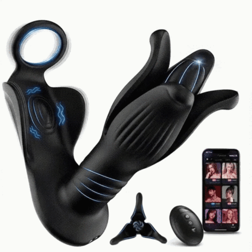 Sexoralab™Anal Vibrator Butt Plug with Thrusting Dildo Core & 9 Petal-Stretching Modes