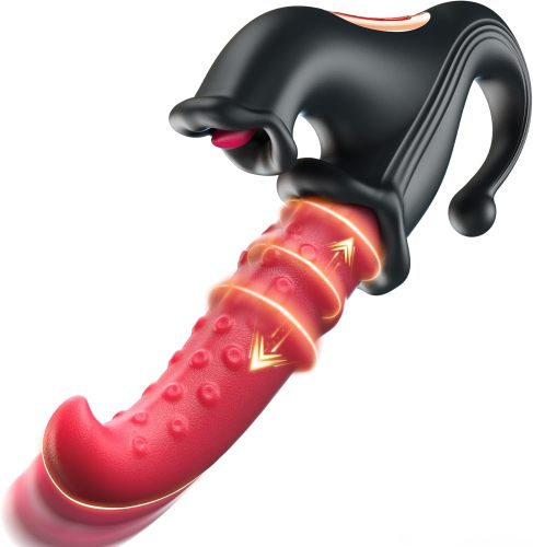 Sexoralab™4-in-1 G-Spot Vibrator with 10 Sliding Ring, Vibrating, Thrusting & Licking Modes